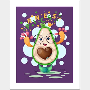 Cute Princess Avocado with eyeglasses Posters and Art